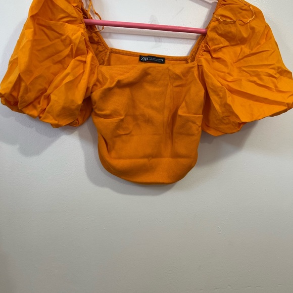 Zara Bright Orange Ribbed Tee - Picture 3 of 3